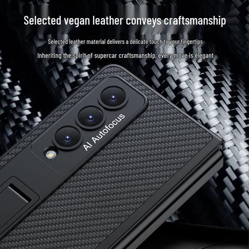 Samsung Fold4 Leather Stand Case - Creative, Foldable, Drop-proof Design