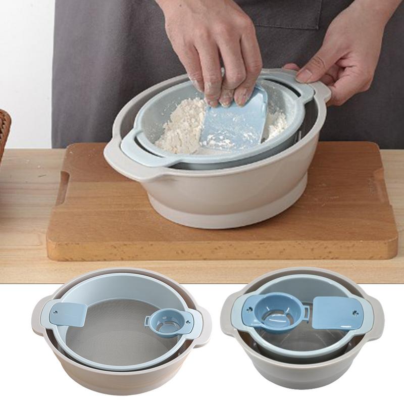 Kitchen Flour Sieve Strainer Handheld Semi-automatic Sugar Sifter Powder Shaker Space-Saving Kitchen Baking Tools