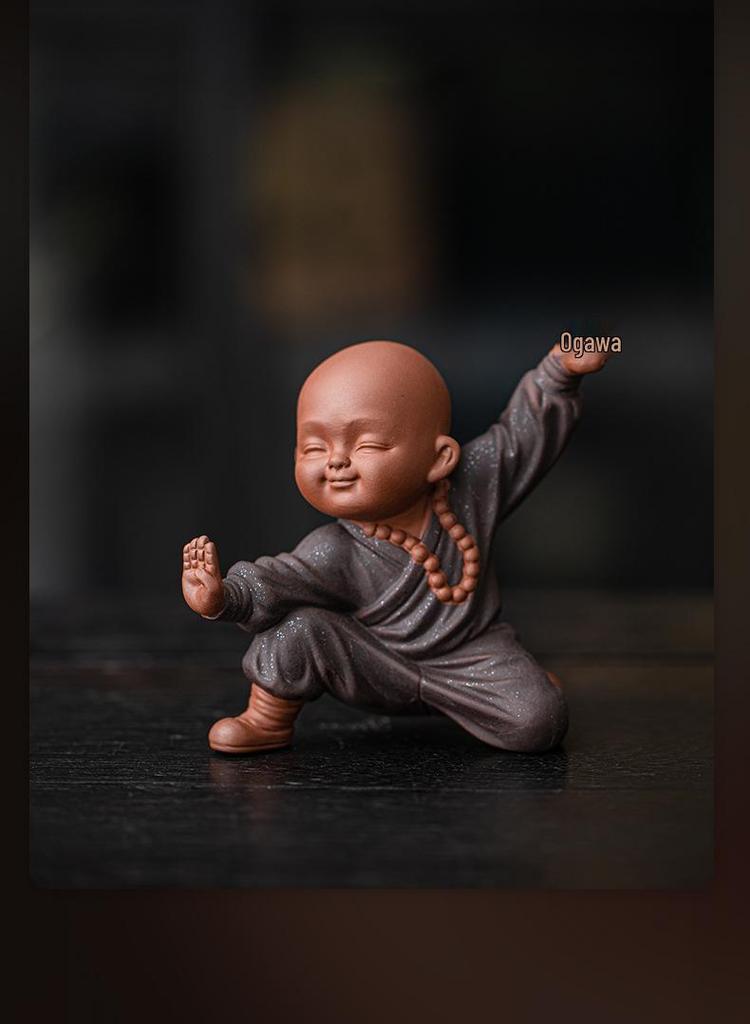 Kung Fu Kid Little Monk Zen Incense Holder - Indoor Sandalwood Burner for Coffee Tables and Tea Rooms.