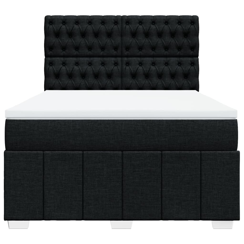 Box Spring Bed with Mattress Black 140 X 190 Cm Fabric