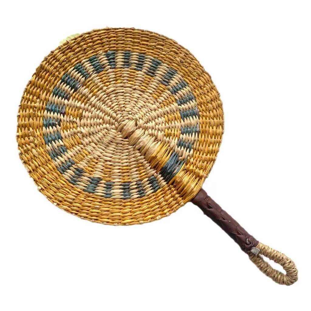 High-End Summer Straw Fan, Hand-Woven from Seagrass, for Cooling, Baby Decoration, Traditional Summer Mosquito-Repelling Hand Fan