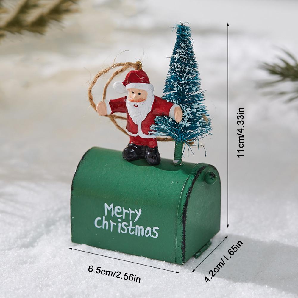Металлический цветной кулон Санта-Клауса, настольное украшение, рождественские украшения, рождественские железные украшения в виде почтового ящика Санта-Клауса Mailbox Santa Claus