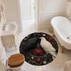 Flower Crow,Round Area Rug,Carpet Rug for Living Room Bedroom Sofa Playroom Decor,Non-slip Floor Mat