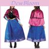 Elegant Blue S-4xl Frozen Elsa Cosplay Dress For Adult Halloween Costume Party