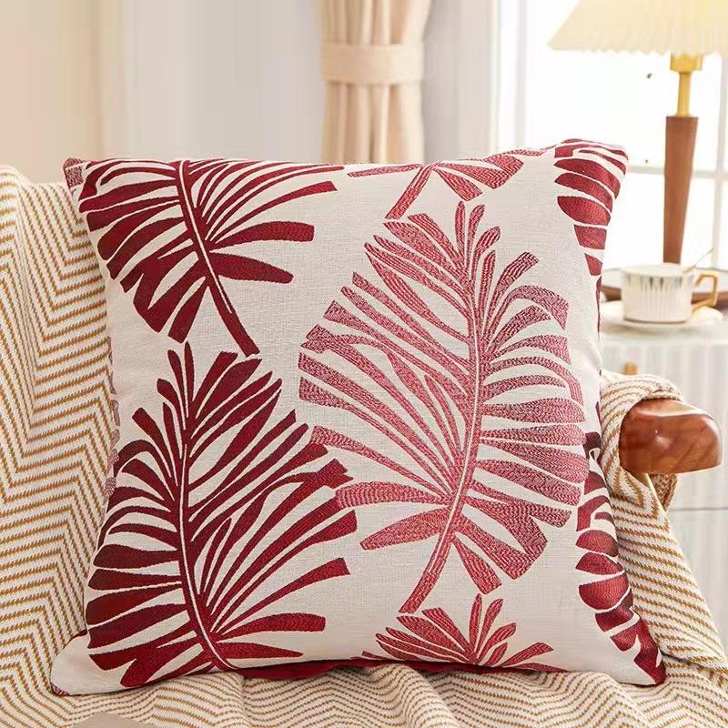 Pack of 2 Square Fern Frond Pillow Decorative Pillow Cover, 18" x 18" Farmhouse Cushion Case for Bed Couch Sofa