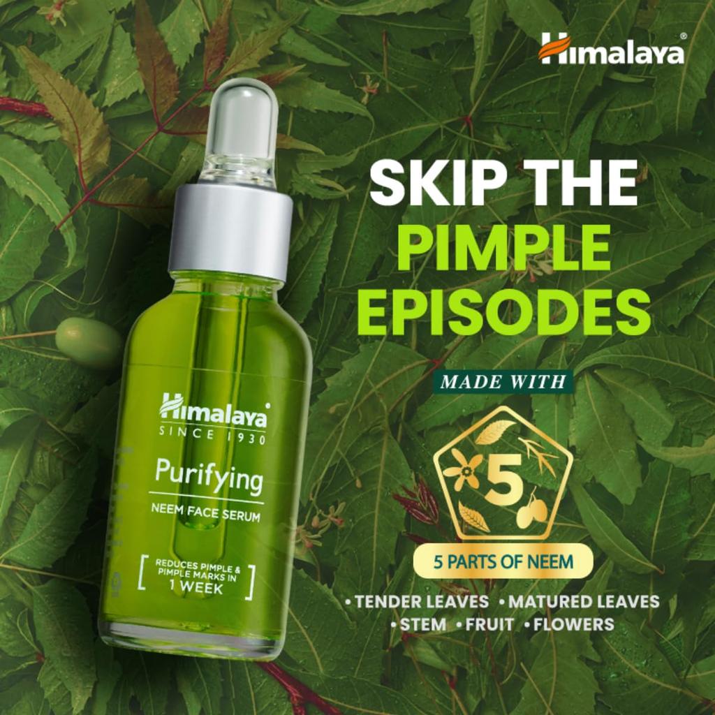 Himalaya Purifying Neem Face Serum 30ml Pack of 1 | 2% Salicylic Acid with Cica for Clear Skin