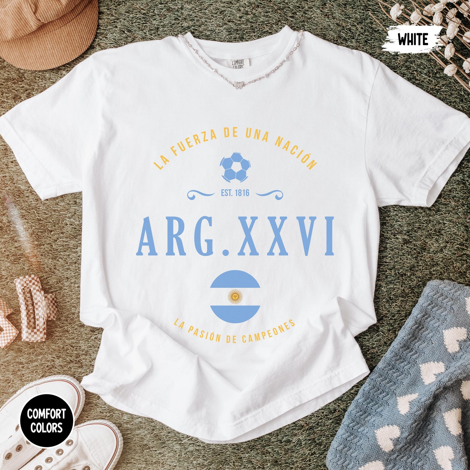 Argentina Soccer Shirt ARG XXVI, Vintage Football Tee, Comfort Colors Graphic Shirt, World Cup 2026 Argentina Fan Gift, Albiceleste Tee 2XL