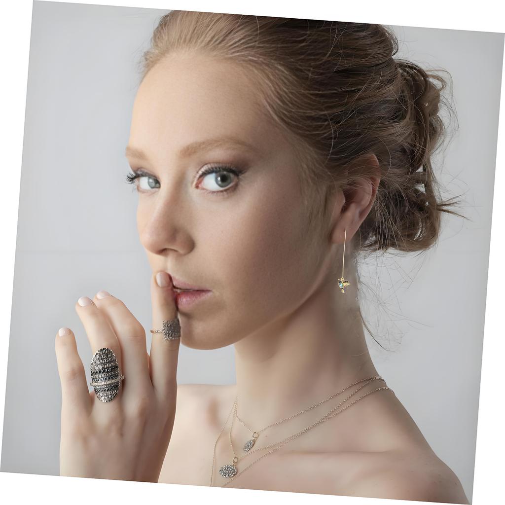 1Pair Hummingbird Rhinestone Chain Earrings for Women Elegant Threader Drop Earrings Vintage Bird Design