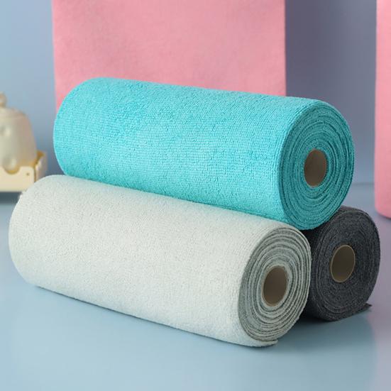 1 Roll Rag Thickened Water-Absorbent Cleaning Clothes Tear-Off Design Disposable Rags Kitchen Bathroom Cleaning Rag