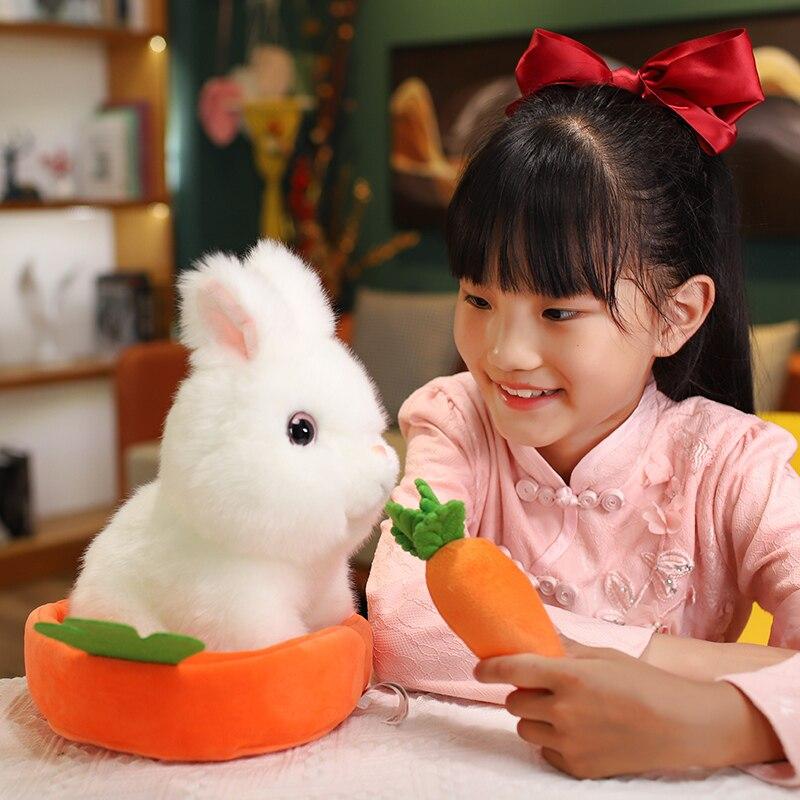 22 /28cm Funny Rabbit Carrot Nest Plush Toys Super Charming Fluffy Rabbit Dolls Creative Car Home Decoration Gift Kids Photo Props