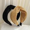 PROLY New Fashion Women Headband Autumn Winter Warm Corduroy Cloth Hairband Wide Side Cross Knot Hair Accessories