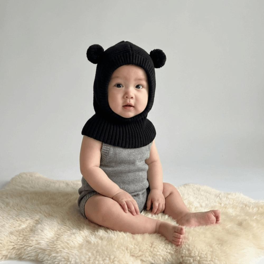 Solid Color Knitted Balaclava Hat Hood Children Windproof Cap Soft Winter Ear Protection Cap  Boy