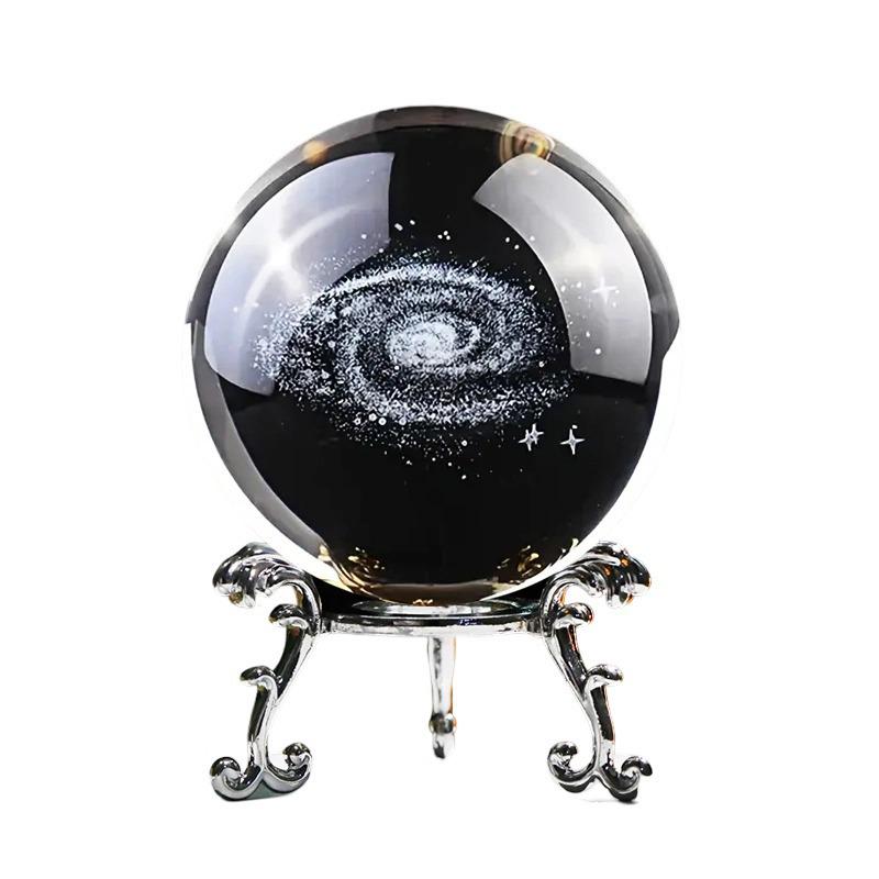3D Galaxy Crystal Ball Ornament - Customizable Home Desktop Decoration & Birthday Gift for Boys