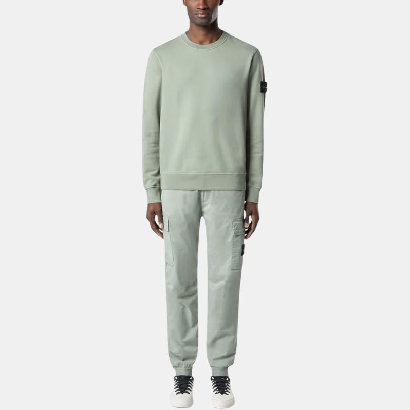 STONE ISLAND Moletom com Gola Redonda e Manga Longa com Patch de Logo Masculino sweatshirt Verde K1S1561000-44S0051-V0055