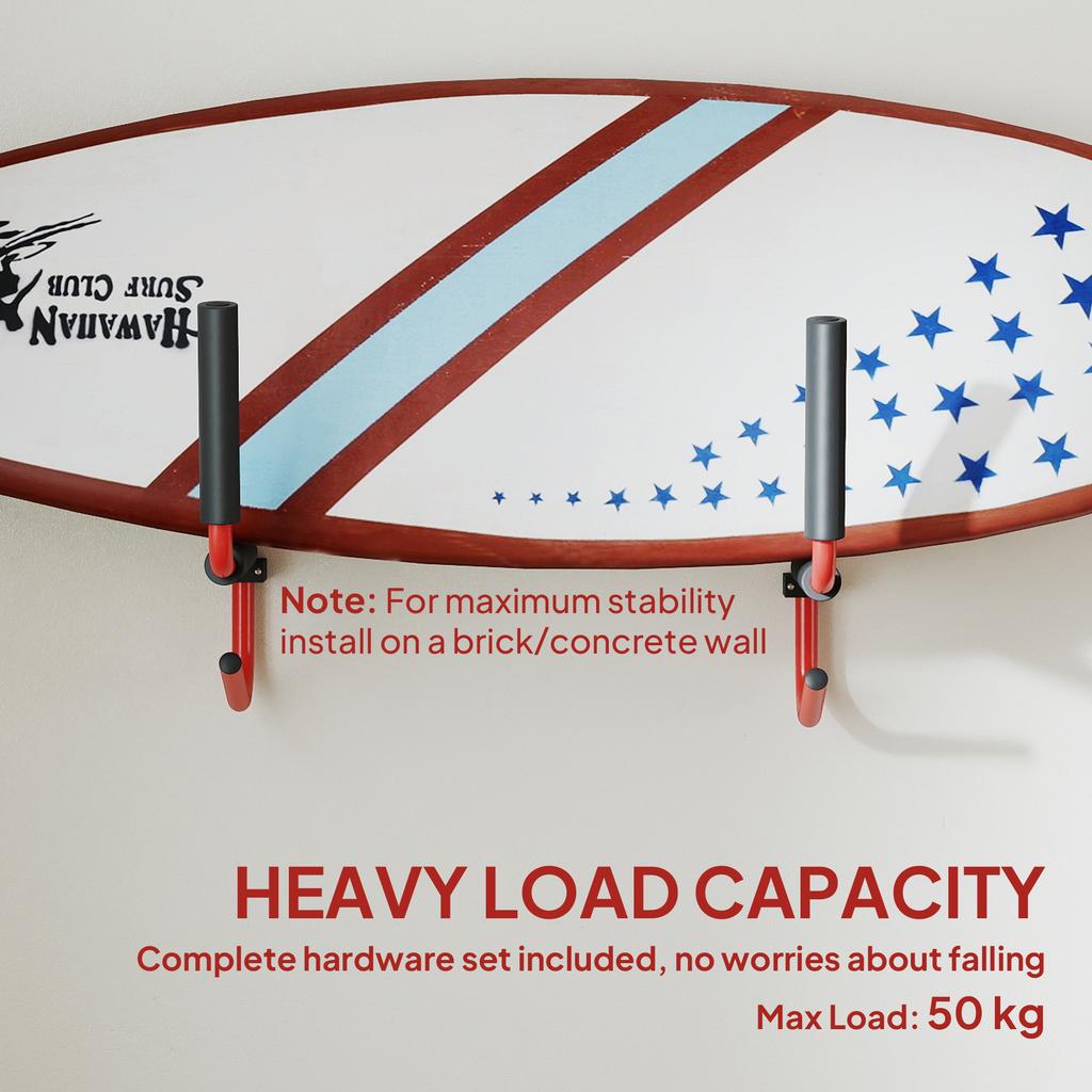 Kayak Canoe Heavy Duty Wall Mounted Storage Holder Rack Heavy Duty Storing Hangers Red