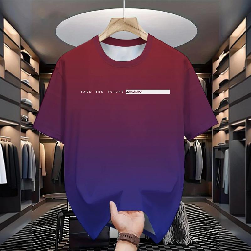 Summer men's casual loose fit large letter print round neck short sleeved T-shirt top High Street Unisex style