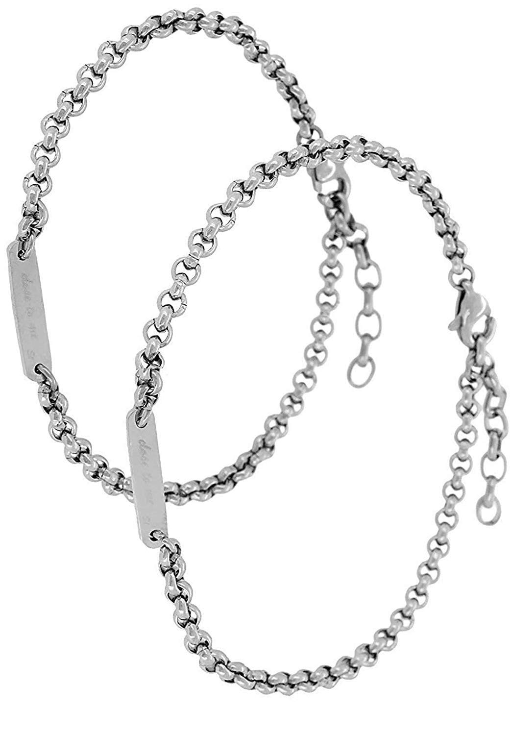 

[Close to Me] Special Roll Chain Stainless Steel Pair Anklets (L and S Sizes) for Men and Women