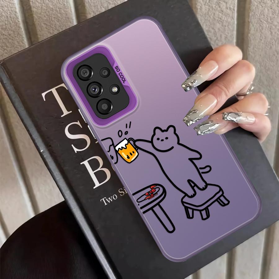 Funny Cat Clear Couple Paired Back Phone Cover Case for Samsung Galaxy A54 A72 A51 A52 A04 A05 A71 A03 A06 A07 A50 A10 A20 A56