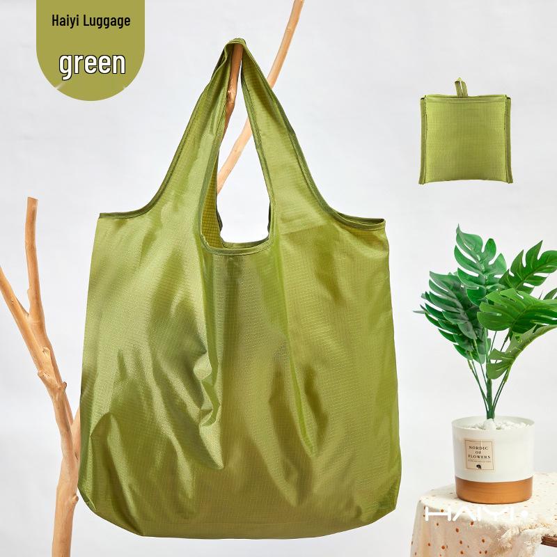 Large Capacity Foldable Waterproof Tote Bag - Solid Color Eco-friendly Oxford Cloth for Grocery Shopping