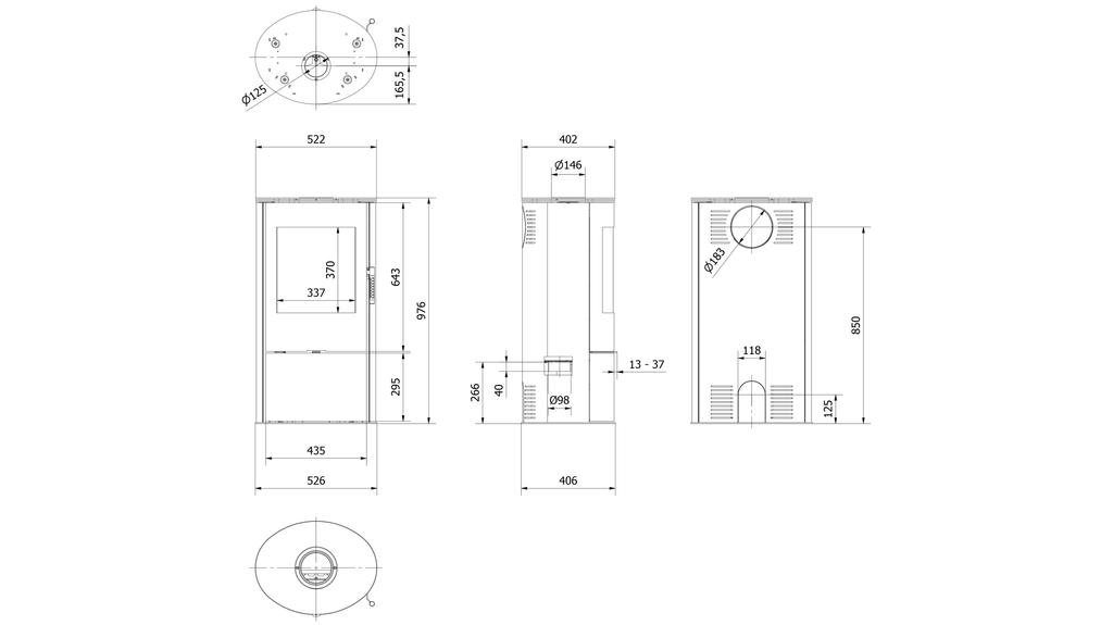 KRATKI ROLLO 150 7 kW piec stalowy + akcesoria