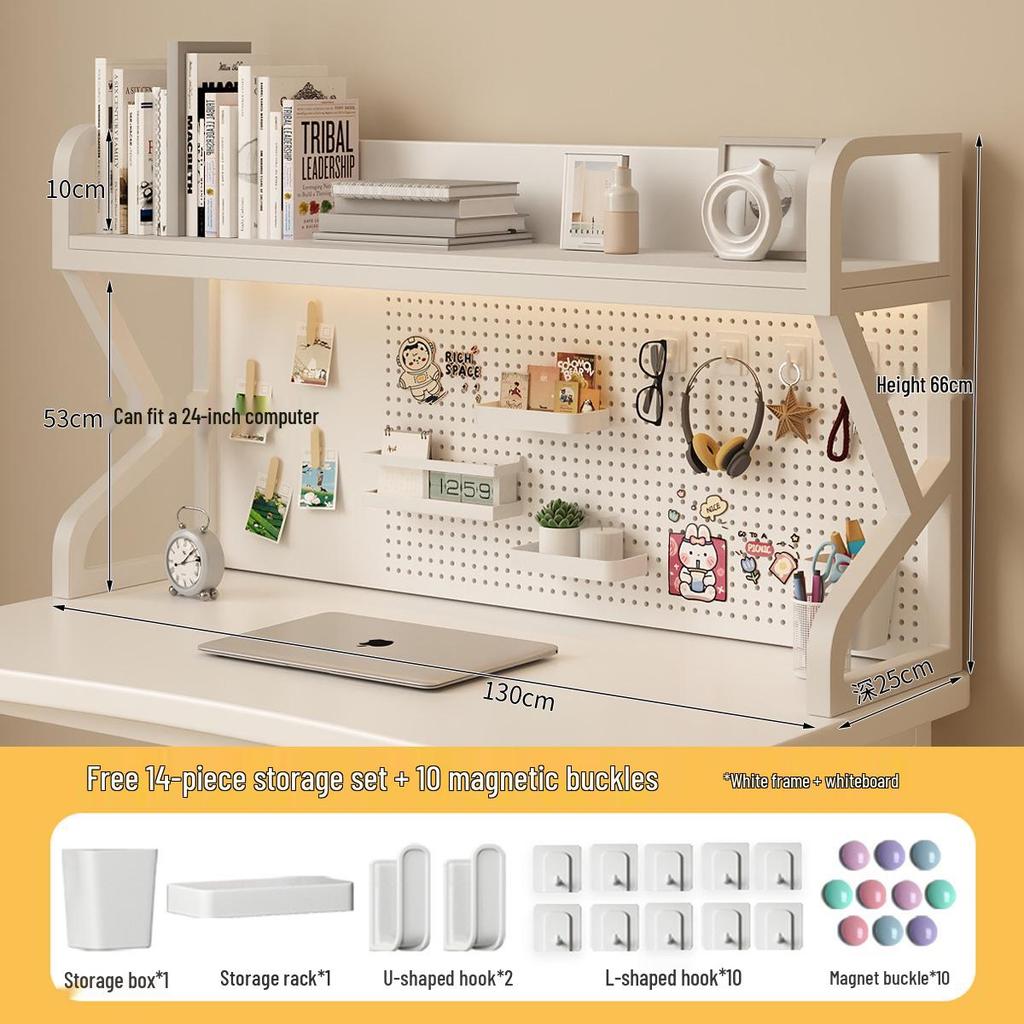 Multifunctional Student Desk Organizer: Multi-Layer Bookshelf & Pegboard