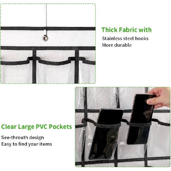 42 Clear Pockets Classroom Pocket Chart for Cell Phones and Calculator, Pocket Chart Organizer for Classroom Phone Storage Holder with 42 Number