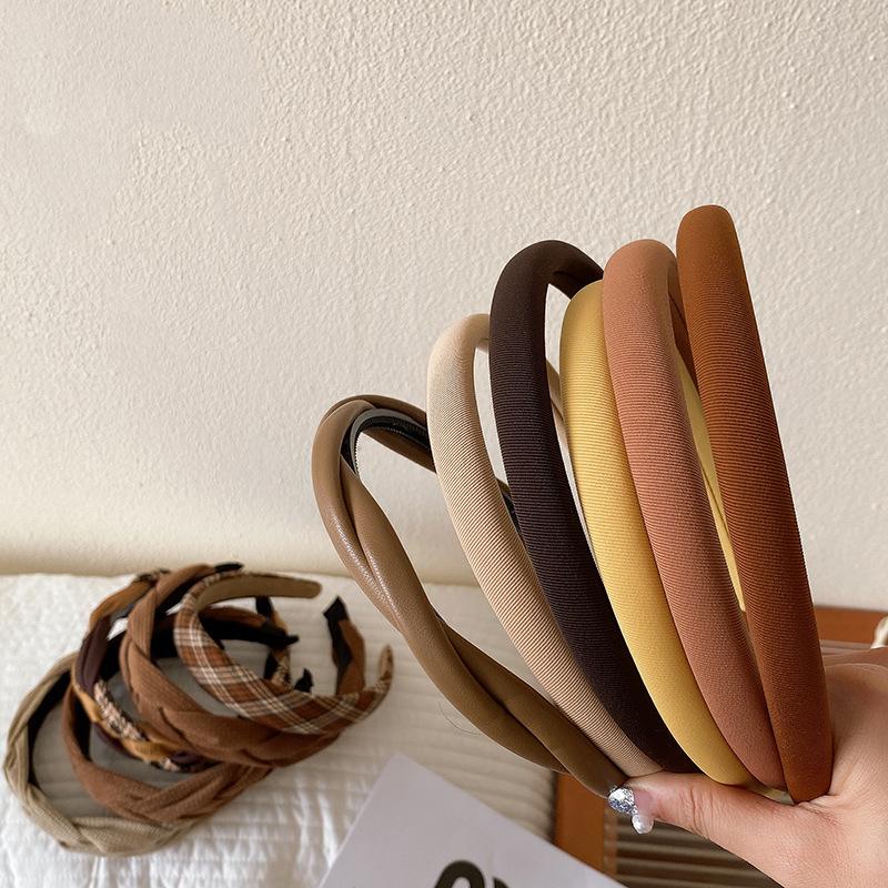 Νέες κορεάτικες γυναικείες φαρδιές κορδέλες κεφαλής Vintage Απλή στάμπα για τα μαλλιά με κρίκο με γραβάτα Scrunchies Αξεσουάρ κεφαλής για γυναίκες για κορίτσια