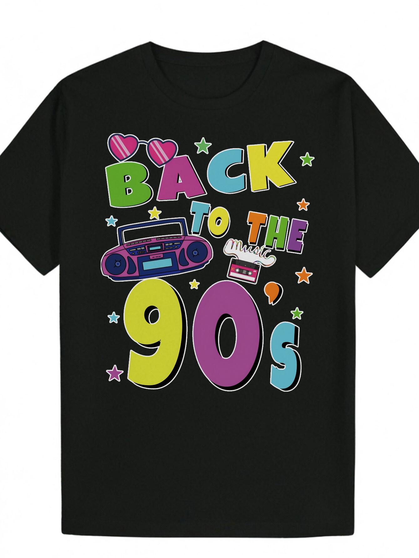 

Retro 90s Graphic T-shirt - Black Casual Short Sleeve Tee with Vintage Cassette XXXL
