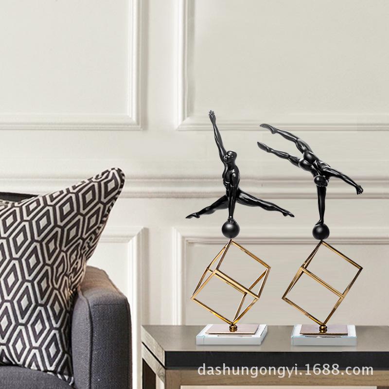 Modern Minimalist Creative Gymnastics Figure Decoration Room Geometric Wrought Iron Ornament