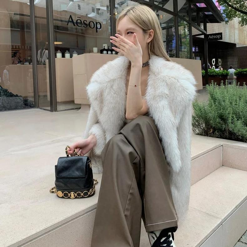 VAYLA Luxury Brand Autumn Winter Fur Coat Women Short Lazy Wind Fox Fur Jacket Cropped Fluffy Casaco De Pele Feminino