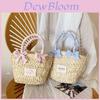 Dolce Decorazione a Fiocco di Farfalla Borsa a Mano in Erba Intrecciata Casual da Donna per Uso Quotidiano