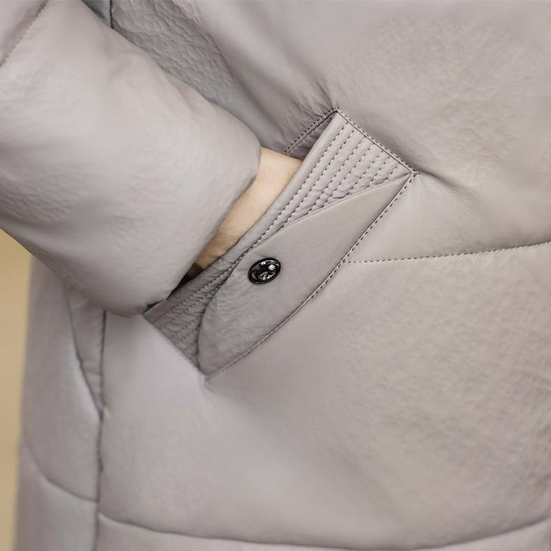 Middle Age Woman Winter Long Faux Sheepskin Coats Elegant Thick Warm Winter Parkas Female Leather Jacket