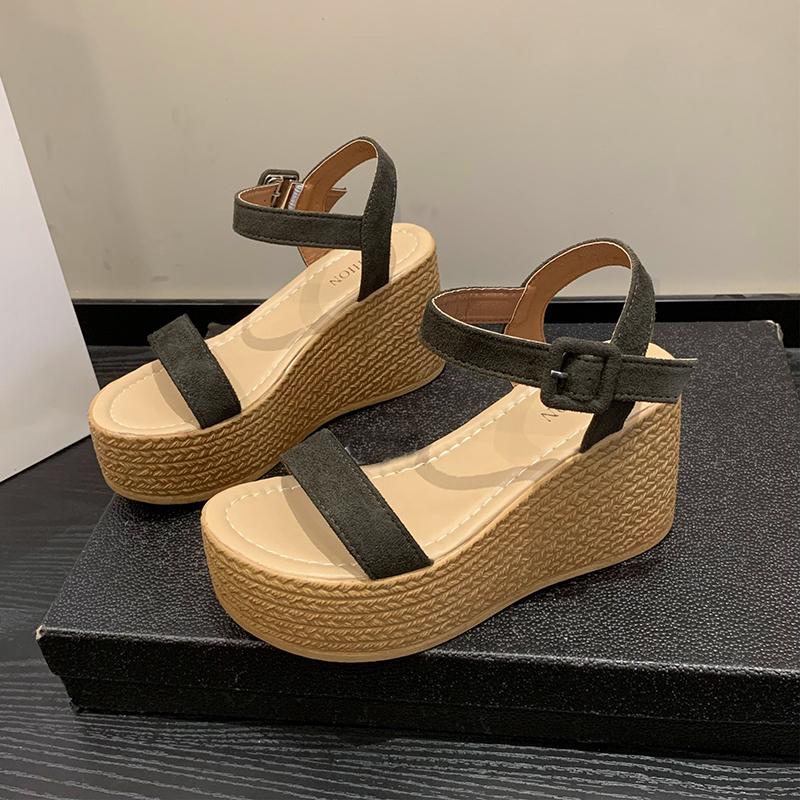 WTEMPO Dámské sandály se silnou podrážkou semišové přezka a šikmé podpatky příležitostné všestranné sandály proti skluzu dropshipping velkoobchod