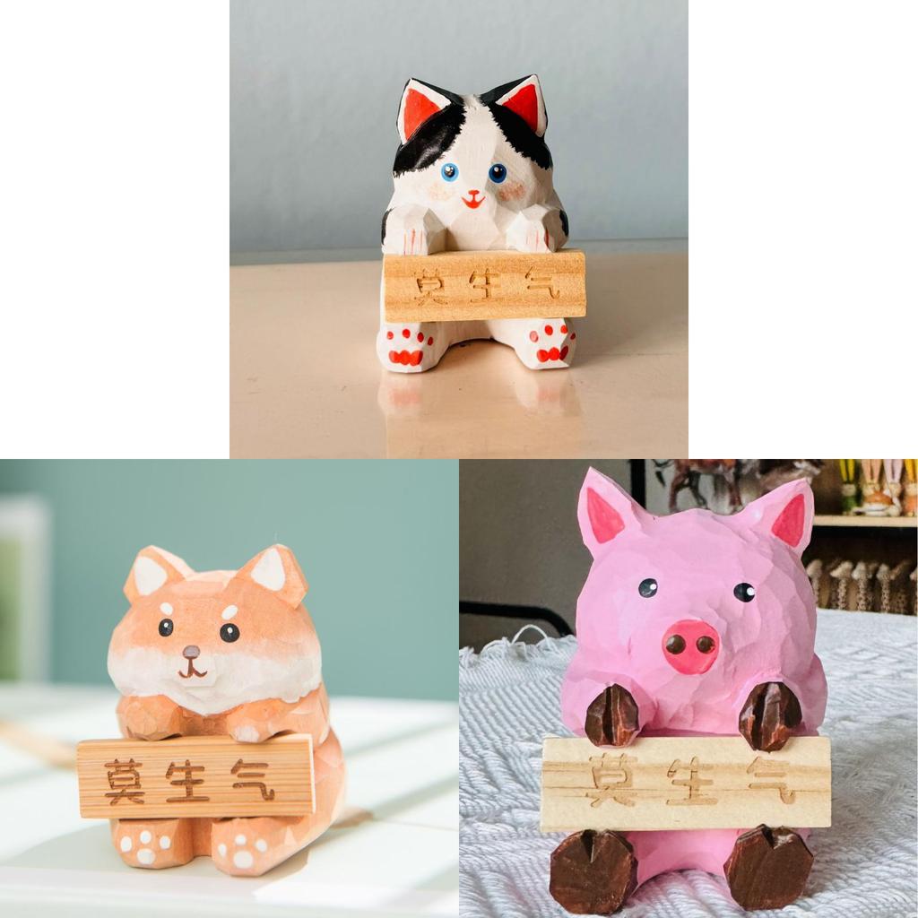 Holzbastel-Geschenkset mit niedlichen Tierschnitzereien für Heimdekoration und Entspannung