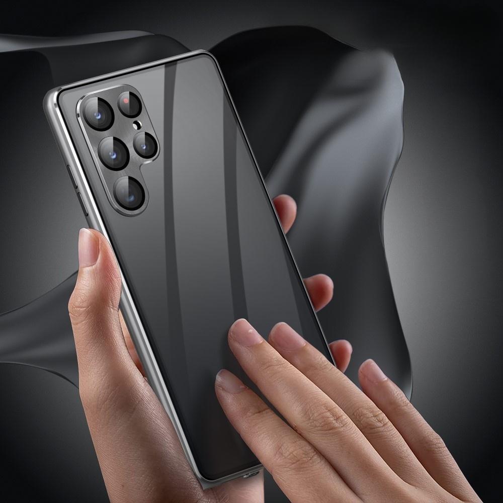 Case for Samsung Galaxy S23 Ultra, Magnetic Dual Glass, Silver