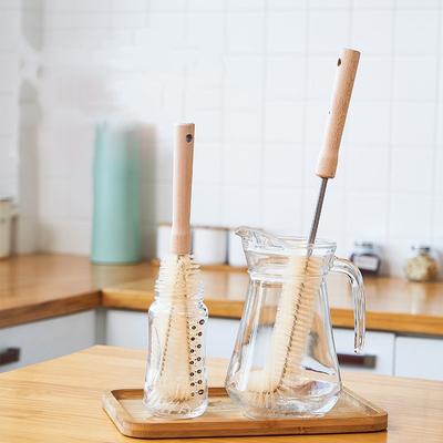 Tassenbürste mit Holzgriff Langstiel-Flaschenbürste Haushaltsreinigungsbürste Wasserbecher Topfwand Abbrechmaschine Reinigungsbürste ohne tote Winkel