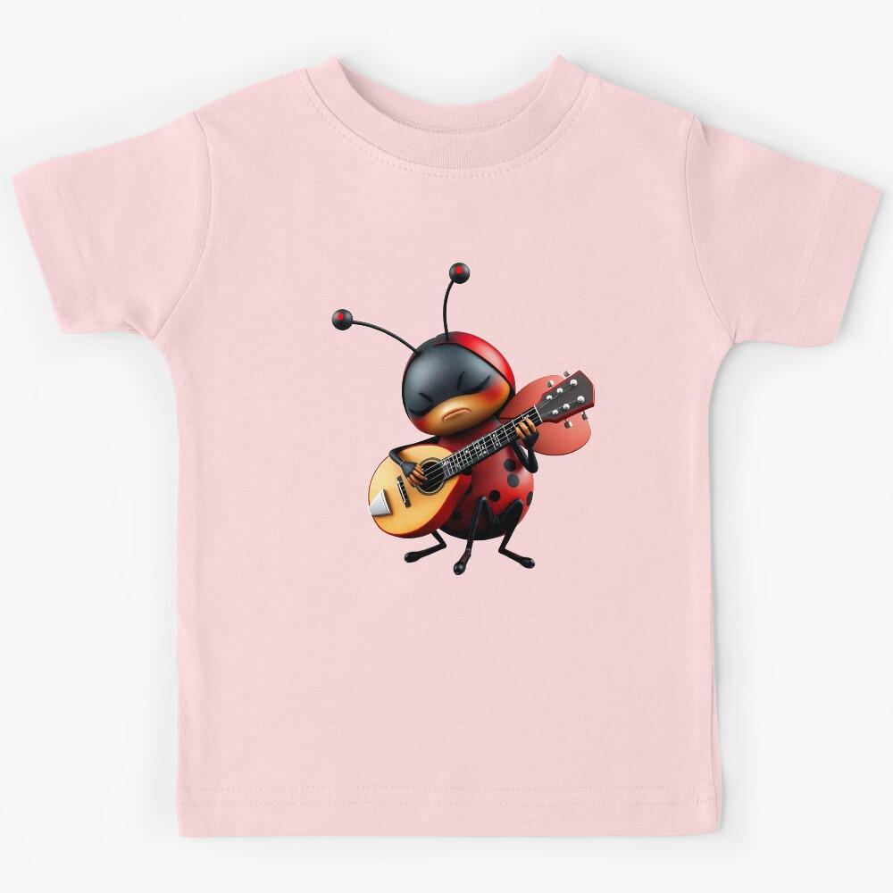 Adorable Ladybug Playing Mandolin Kids T-Shirt 150