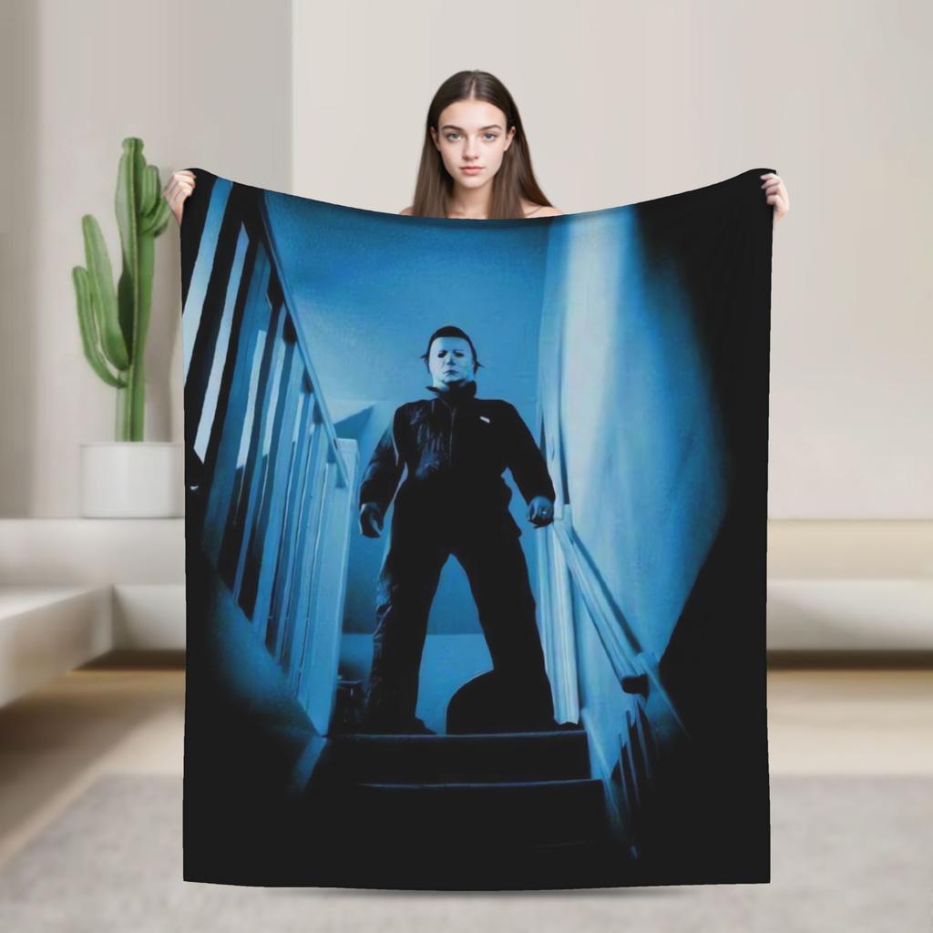 Michael Myers Halloween  Blankets  Picnic Flannel Throw Blanket For Couch Bed Soft Customized Quality Bedspread Birthday Gift