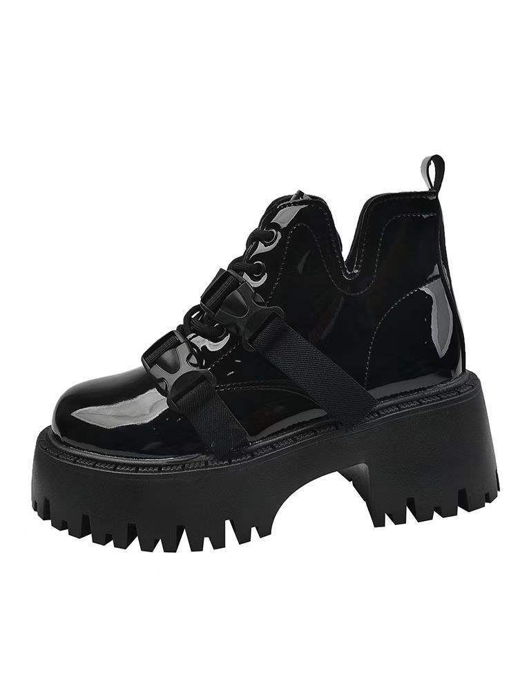 Maillard Short Martin Boots Women's Autumn and Winter Versatile Locomotive Boots Belt Buckle Thick-soled Martin Boots British Style Shows Thin Legs