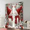Set Of 2 Plane Printing Curtains Cute Snowmen Winter Christmas Scene Versatile Fabric Without Rod Decorations Outdoor Curtain Polyester