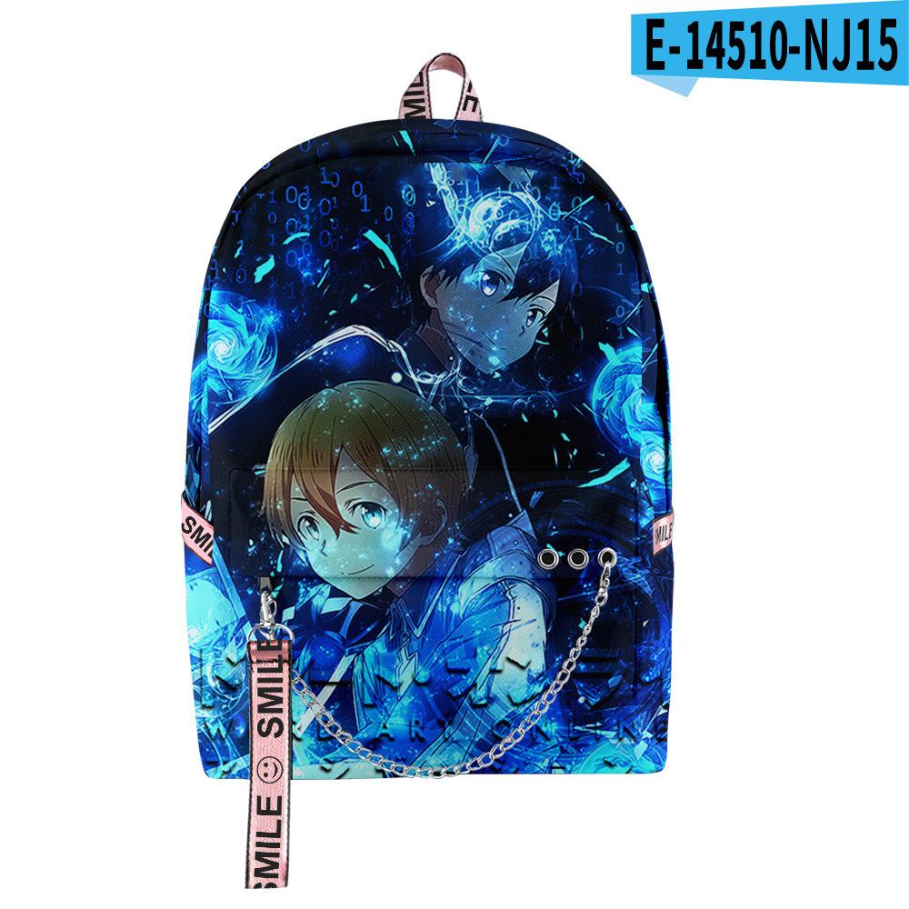 Klassieke Nieuwigheid Sword Art Online Student Schooltassen Unisex 3D Print Oxford Waterdichte Notitieboek multifunctionele Reistassen