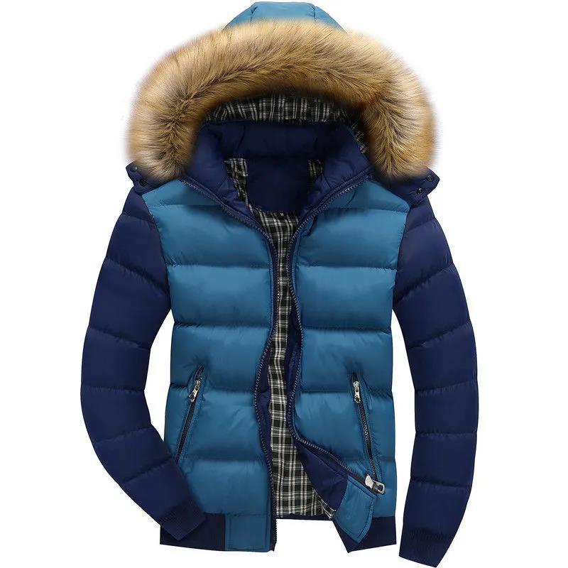 Large Fur Collar Down Jacket Winter Men's Cotton Padded Jacket Thick Warm Coat Slim Casual Men's Jacket