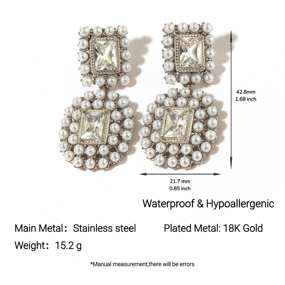 Yingtai Позолоченные 18-каратным золотом серьги из нержавеющей стали с жемчугом - Модные, Не тускнеющие, Полированный дизайн для женщин 18k Gold