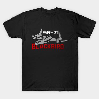Asian Size Men Black Print T-shirt Sr-71 Blackbird Stealth Jet Bold Graphic No-Cut Heat Transfer Print Cotton Tshirt