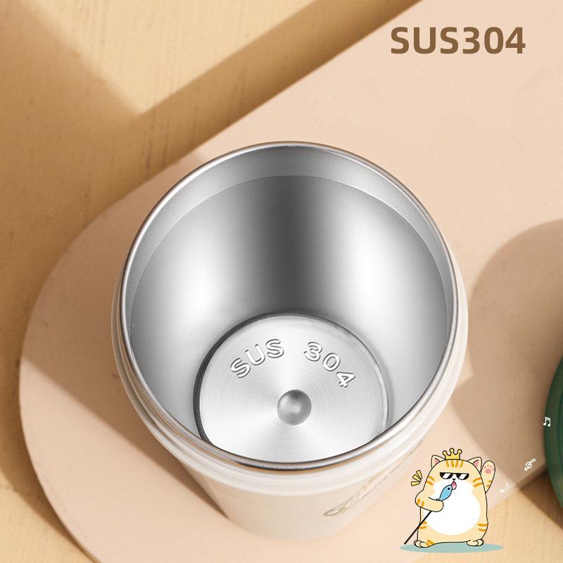 520ML/620ML Cartoon Cat Pattern 304 Stainless Steel Thermal Cup For Coffee Direct Drink/Straw Drinking 2in1 Travel Mug Leakproof