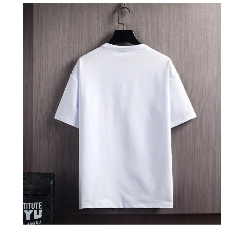 Short-Sleeved T-shirt Suit Men's Summer New Snow Mountain Printing Fashion Trendy Korean Style Slim Fit Large Size Sports Two-Piece Suit