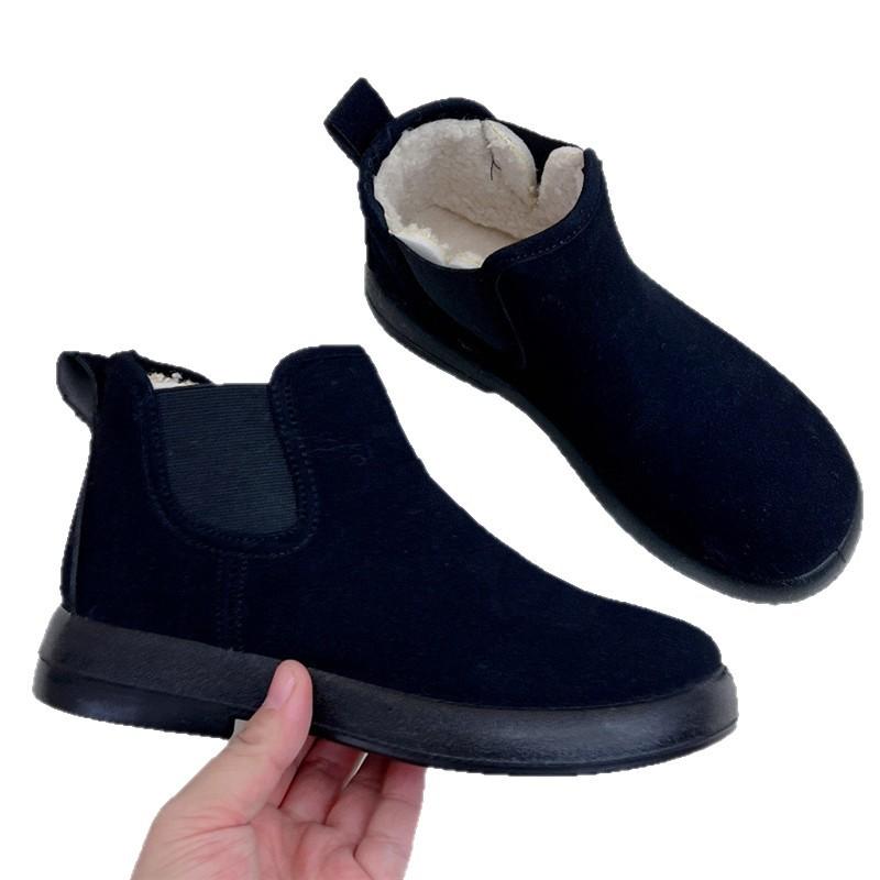 Zimní sametové dámské bavlněné boty teplé ploché pohodlné všestranné kotníkové boty protiskluzové