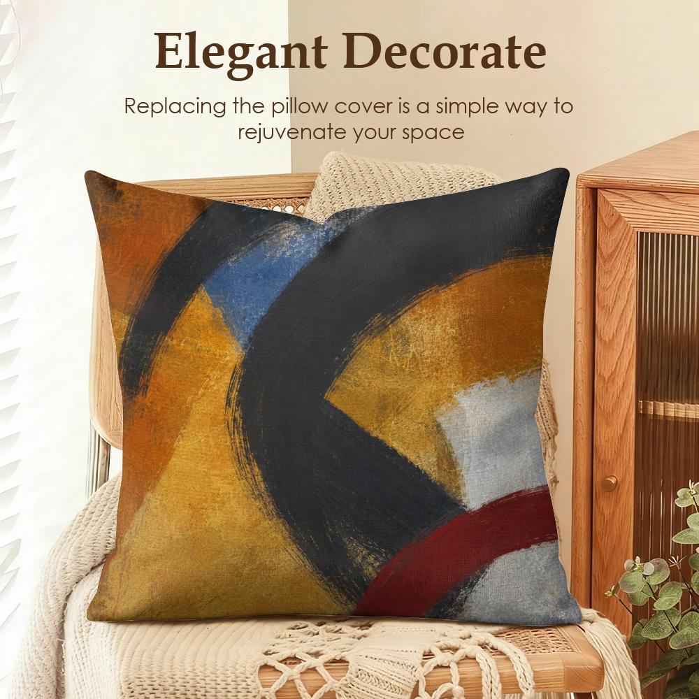 Abstract Arc Pattern Cushion Cover Natural Linen Organic Fabric DoubleSided Printing Sofa Home Decor Gift Pillow Case