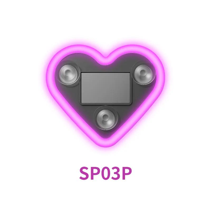 

Automotive solar energy wiring free LED triangular window love light wireless neon light C-pillar atmosphere car interior decora розовый