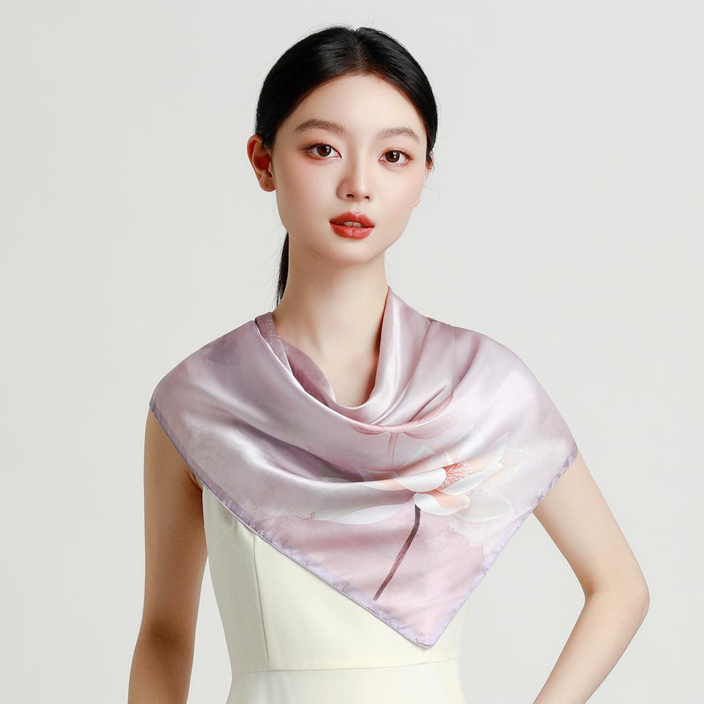 [100% Mulberry Silk] Fashionable, lightweight, soft and elegant large square scarf shawl women's versatile silk scarf